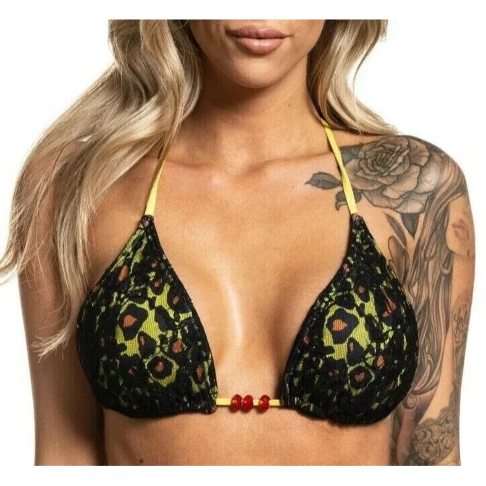 SINFUL by AFFLICTION Reversible SOLAR Swimwear String Bikini Top Medium NWT